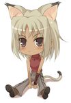  428 animal_ears bare_shoulders blonde_hair canaan canaan_(character) cat_ears cat_tail chibi jewelry mukunokino_isshiki necklace short_hair sleeveless sleeveless_turtleneck solo tail turtleneck 