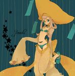  aqua_eyes bad_id bad_pixiv_id bikini costume gen_3_pokemon hat jirachi l_hakase long_hair long_sleeves personification pink_hair pokemon solo swimsuit third_eye 