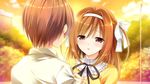  1boy 1girl blush brown_hair game_cg kimishima_ao long_hair mitsu_king open_mouth otome_ga_kanaderu_koi_no_aria panties pink_panties red_eyes tears tsukahara_izumi underwear yukishiro_kotori zinno 