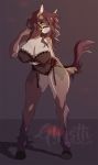  anthro big_breasts breasts clothed clothing equine female ghostli horse lingerie looking_at_viewer mammal nipple_outline smile solo standing thick_thighs 