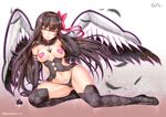 akemi_homura akuma_homura arm_support ass_visible_through_thighs bare_shoulders black_gloves black_hair black_legwear black_panties bow breasts cameltoe covered_nipples dark_orb_(madoka_magica) detached_collar elbow_gloves feathers full_body gloves hair_bow hairband heart_pasties long_hair looking_at_viewer mahou_shoujo_madoka_magica mahou_shoujo_madoka_magica_movie md5_mismatch medium_breasts navel oni-noboru panties pasties pink_eyes red_hairband revision smile solo soul_gem spoilers thighhighs underwear wings 