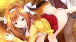  1girl areolae ass bent_over blush breasts forest game_cg hairband kimishima_ao legs mitsu_king nature nipples no_bra no_panties open_clothes open_mouth orange_hair otome_ga_kanaderu_koi_no_aria red_eyes short_hair skirt skirt_lift small_breasts sunlight sweat thighs tree trees tsukahara_izumi yukishiro_kotori zinno 