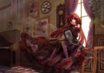  bow butterfly flowers gothic hekicha instrument long_hair original pantyhose piano red_eyes red_hair twintails 