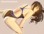  all_fours amagami artist_name ass bad_id bad_pixiv_id black_hair blue_eyes competition_swimsuit copyright_name from_above lips long_hair looking_back morishima_haruka one-piece_swimsuit solo swimsuit wakino_keibun 