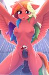  2018 anthro areola breasts digital_media_(artwork) equine fan_character feathered_wings feathers female fensu-san hair hi_res horn long_hair mammal multicolored_hair my_little_pony nipples nude penetration pussy rainbow_hair shower tongue vaginal vaginal_penetration wet winged_unicorn wings 