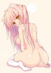  ? animal_ears ass breasts brown_eyes cat_ears cat_tail long_hair looking_at_viewer looking_back medium_breasts nude original pink_hair shia_flatpaddy sitting solo syroh tail thighhighs wariza white_legwear 