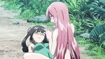  2girls akuma_no_riddle animated animated_gif bikini black_hair inukai_isuke kaminaga_kouko long_hair multiple_girls pink_hair swimsuit 