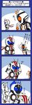  1girl 4koma belt check_translation comic headwear_removed helmet helmet_removed highres kamen_rider kamen_rider_drive_(series) kamen_rider_fourze kamen_rider_fourze_(series) kamen_rider_mach kamen_rider_nadeshiko mask redol scarf translated translation_request 