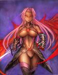  1girl breasts dark_skin girlsay ingrid_(taimanin_asagi) large_breasts long_hair mole pink_hair solo taimanin_asagi 