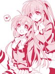  futaki_kanata little_busters! monochrome multiple_girls saigusa_haruka satomi_yoshitaka school_uniform siblings sisters striped striped_legwear twins 