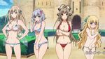  6+girls amagi_brilliant_park animated animated_gif bikini blush breasts cleavage covering embarrassed koborii_(amaburi) latifa_fleuranza multiple_girls muse_(amaburi) salama_(amaburi) sento_isuzu swimsuit sylphy_(amaburi) 