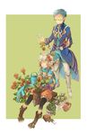  1girl bad_id bad_pixiv_id blue_hair closed_eyes flower glasses highres hubert_ozwell multicolored_hair pascal plant red_hair silver_hair smile tales_of_(series) tales_of_graces two-tone_hair vase watering_can yachi_kou 