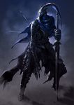  armor artorias_the_abysswalker cape dark_souls full_armor helmet highres knight male_focus plate_armor solo souls_(from_software) sword weapon yinwoeren 