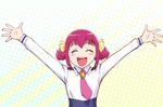  ^_^ closed_eyes drill_hair hair_ribbon hoshizora_miyuki nanairogaoka_middle_school_uniform necktie pink_hair pink_neckwear precure ribbon school_uniform smile smile_precure! twin_drills ueyama_michirou 