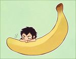  ace_of_diamond ayu_(mog) bad_id bad_pixiv_id banana black_eyes black_hair food fruit green_background lowres male_focus oversized_object solo todoroki_raichi 