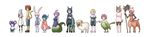 absurdres ahoge animal_ears blonde_hair blue_hair breasts bunny_ears bunny_tail centaur centauroid chinese_zodiac cow_girl cow_tail dog_ears dog_tail feathered_wings feathers fur glasses green_eyes green_skin grey_hair halberd harpy heterochromia highres horns konzu_mei lamia lineup long_image medium_breasts monkey_tail monster_girl mouse_ears mouse_tail multiple_girls multiple_legs navel original pink_hair pointy_ears polearm purple_eyes purple_hair red_eyes red_hair sheep_girl sheep_horns short_hair simple_background smile tail talons tiger_stripes tiger_tail weapon white_background wide_image wings 