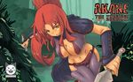  breasts cleavage japanese_clothes kunai kunoichi ninja outdoors red_hair wafuku weapon 