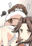  absurdres bare_legs bound brown_eyes brown_hair cloth_gag commentary futon gag gagged hair_intakes highres improvised_gag jintsuu_(kantai_collection) kantai_collection long_hair looking_at_viewer multiple_girls over_the_nose_gag restrained rope ryuki_(ryukisukune) sendai_(kantai_collection) sumaki_(action) tied_up trembling two_side_up 