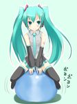  aqua_hair bad_id bad_pixiv_id hatsune_miku kuro_(be_ok) long_hair sitting solo thighhighs twintails vocaloid zettai_ryouiki 