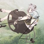  animal_ears anime_coloring basket flying grey_hair hands jewelry mouse mouse_ears mouse_tail nazrin pendant ryuu_(tsukinoyuki) short_hair silver_hair solo tail touhou 