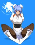  ayanami_rei bad_id bad_pixiv_id bun_cover china_dress chinese_clothes chun-li chun-li_(cosplay) cosplay dress kosame_daizu neon_genesis_evangelion nerv pantyhose pelvic_curtain solo spread_legs street_fighter 