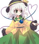  alphes_(style) bad_id bad_pixiv_id green_eyes hat hat_ribbon heart heart_of_string komeiji_koishi machiko_(beard) parody ribbon short_hair silver_hair smile solo style_parody touhou 