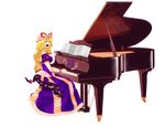  blonde_hair eyes gap gloves grand_piano hair_ribbon hat instrument long_hair mayuma_yumeko piano ribbon solo touhou yakumo_yukari 
