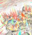  battle cirno danmaku destruction duel explosion flandre_scarlet flying midair multiple_girls ohyo touhou town 