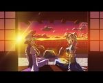  din_(flypaper) hat lens_flare letterboxed looking_back magic_circle multiple_girls rock rock_garden saigyouji_yuyuko sitting sun sunset touhou twilight veranda yakumo_yukari 