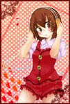  bad_id bad_pixiv_id brown_eyes brown_hair hands_on_headphones headphones lyrica_prismriver musical_note no_hat no_headwear short_hair solo takamura touhou wide-eyed 