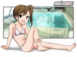  barefoot bikini brown_eyes brown_hair futami_mami idolmaster idolmaster_(classic) rei_no_pool ryunnu solo swimsuit 