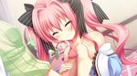  1girl censored eyes_closed game_cg highres kunai_uri long_hair mango_purin mosaic_censoring naizuri nama2e namanie noblesse_of_rouge oohinata_toshiya pink_hair ribbon small_breasts solo_focus susakuooji_hotoha twintails 