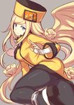  absurdly_long_hair blonde_hair blue_eyes fingerless_gloves gloves guilty_gear guilty_gear_xrd hat hiraga_matsuri long_hair millia_rage pantyhose solo very_long_hair 