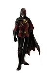  1boy batman_(series) belt black_pants black_shoes cape dc_comics male male_focus mask pants red_robin shoes solo standing tim_drake 