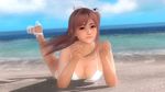  1girl beach bikini breasts dead_or_alive dead_or_alive_5 honoka_(doa) large_breasts looking_at_user looking_at_viewer official_art pink_hair swimsuit tecmo white_bikini white_swimsuit 