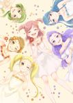  :d ;) ;d ^_^ akimoto_komachi blonde_hair blue_eyes blue_hair brown_hair closed_eyes dress eyelashes field flower flower_field green_eyes green_hair hair_ornament half_updo headband kasugano_urara_(yes!_precure_5) long_hair lying mamii milk_(yes!_precure_5) mimino_kurumi minazuki_karen multiple_girls natsuki_rin on_back one_eye_closed open_mouth pink_hair precure purple_eyes purple_hair red_eyes short_hair short_twintails smile twintails very_short_hair white_dress yellow_eyes yes!_precure_5 yes!_precure_5_gogo! yumehara_nozomi 