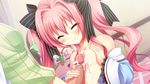  1girl censored cum eyes_closed game_cg highres kunai_uri long_hair mango_purin mosaic_censoring naizuri nama2e namanie noblesse_of_rouge oohinata_toshiya pink_hair ribbon small_breasts solo_focus susakuooji_hotoha twintails 