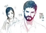  1girl bad_id bad_pixiv_id beard ellie_(the_last_of_us) facial_hair gradient joel_(the_last_of_us) lowres ponytail rod_(rod4817) the_last_of_us 