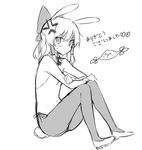  alternate_costume anger_vein animal_ears bad_id bad_pixiv_id blush bow bunny_ears bunny_tail bunnysuit gap greyscale hair_bow hair_tubes hakurei_reimu highres long_hair looking_at_viewer monochrome pantyhose shinoba solo tail touhou 