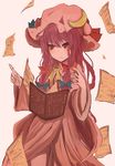  book bow crescent crescent_hair_ornament hair_bow hair_ornament hat hat_bow ne_kuro pages patchouli_knowledge purple_eyes purple_hair solo touhou 