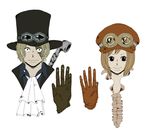  1boy 1girl duo gloves goggles goggles_on_hat hat highres koala_(one_piece) one_piece ruffled_shirt sabo_(one_piece) short_hair 
