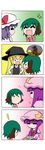  +++ 4girls 4koma :d =_= ^_^ absurdres animal_ears black_dress blonde_hair book bow broom broom_riding capelet chibi children's_book chin_rest closed_eyes coat comic crescent dress fang fang_out flower giving gradient gradient_background green_hair hands_on_hips hands_on_own_face hat hat_bow hat_ribbon highres holding holding_book juliet_sleeves kasodani_kyouko kirisame_marisa laughing long_sleeves mob_cap multiple_girls open_clothes open_coat open_mouth patchouli_knowledge puffy_sleeves purple_hair rakugaki-biyori remilia_scarlet ribbon riding silent_comic smile spoken_object spoken_person sunset tail touhou v-shaped_eyebrows wide_sleeves witch_hat 