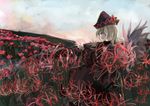  bad_id bad_twitter_id black_dress blonde_hair bow capelet dress fairy fairy_wings field flower flower_field hat hat_bow ichiba_youichi lily_black lily_white long_hair long_sleeves nature profile sky smile solo spider_lily touhou wide_sleeves wings 