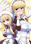  aoki_hagane_no_arpeggio bad_hands blonde_hair blue_eyes breasts glasses hat highres large_breasts long_hair maid maid_cap multiple_girls ponpo repulse_(aoki_hagane_no_arpeggio) vampire_(aoki_hagane_no_arpeggio) 