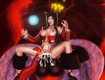  1girl ahegao ahri animal_ears breasts cum cum_in_pussy held_up large_breasts league_of_legends malphite monster multiple_tails rolling_eyes sex tail vaginal 