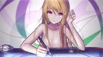  blonde_hair breasts hair_censor highres long_hair medium_breasts nude red_eyes sakura-sou_no_pet_na_kanojo shiina_mashiro sitting solo wangchuan_de_quanyan 