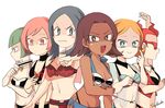  adapted_costume bikini blonde_hair blush_stickers brown_hair dark_skin green_hair grey_hair looking_at_viewer multiple_girls pink_hair pokemon pokemon_(game) pokemon_bw pokemon_dppt pokemon_hgss pokemon_oras pokemon_xy pose red_hair short_hair signature ssalbulre sunglasses swimsuit team_aqua_grunt team_flare_grunt team_galactic_grunt team_magma_grunt team_plasma_grunt team_rocket_grunt white_background 