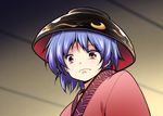  bowl bowl_hat frown hat japanese_clothes kimono purple_hair red_eyes satou_yuuki short_hair solo sukuna_shinmyoumaru touhou 