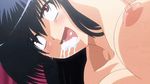  1girl ahegao animated animated_gif black_hair blush bouncing_breasts breasts cum cum_in_mouth fucked_silly happy izumi_hikaru lowres nipples open_mouth rolling_eyes screencap seito_kaichou_hikaru smile 
