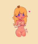  angellove44 animated animated_gif blonde_hair blue_eyes breasts chibi flash heart mario_(series) nipples princess_peach rubbing super_mario_bros. tease teasing uncensored 